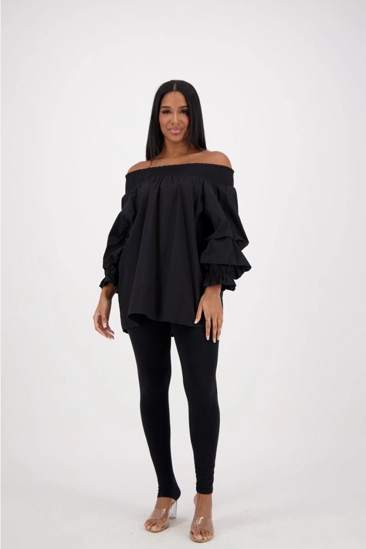 BLACK OFF SHOULDER TOP
