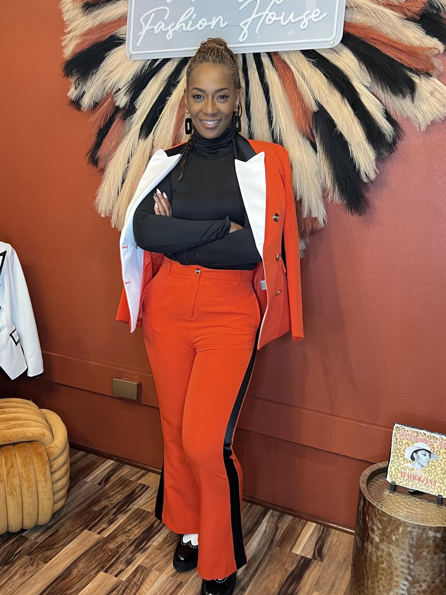 Crimson Valentine's Blazer Outfit (2-Piece)