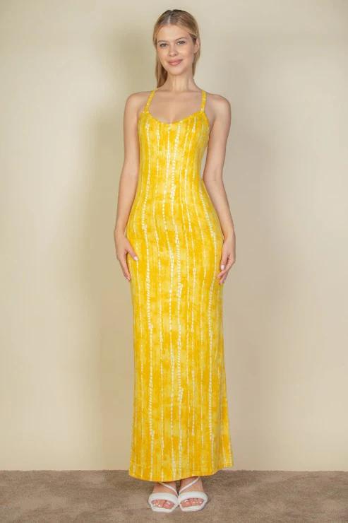 MUSTARD TIE DYE MAXI DRESS