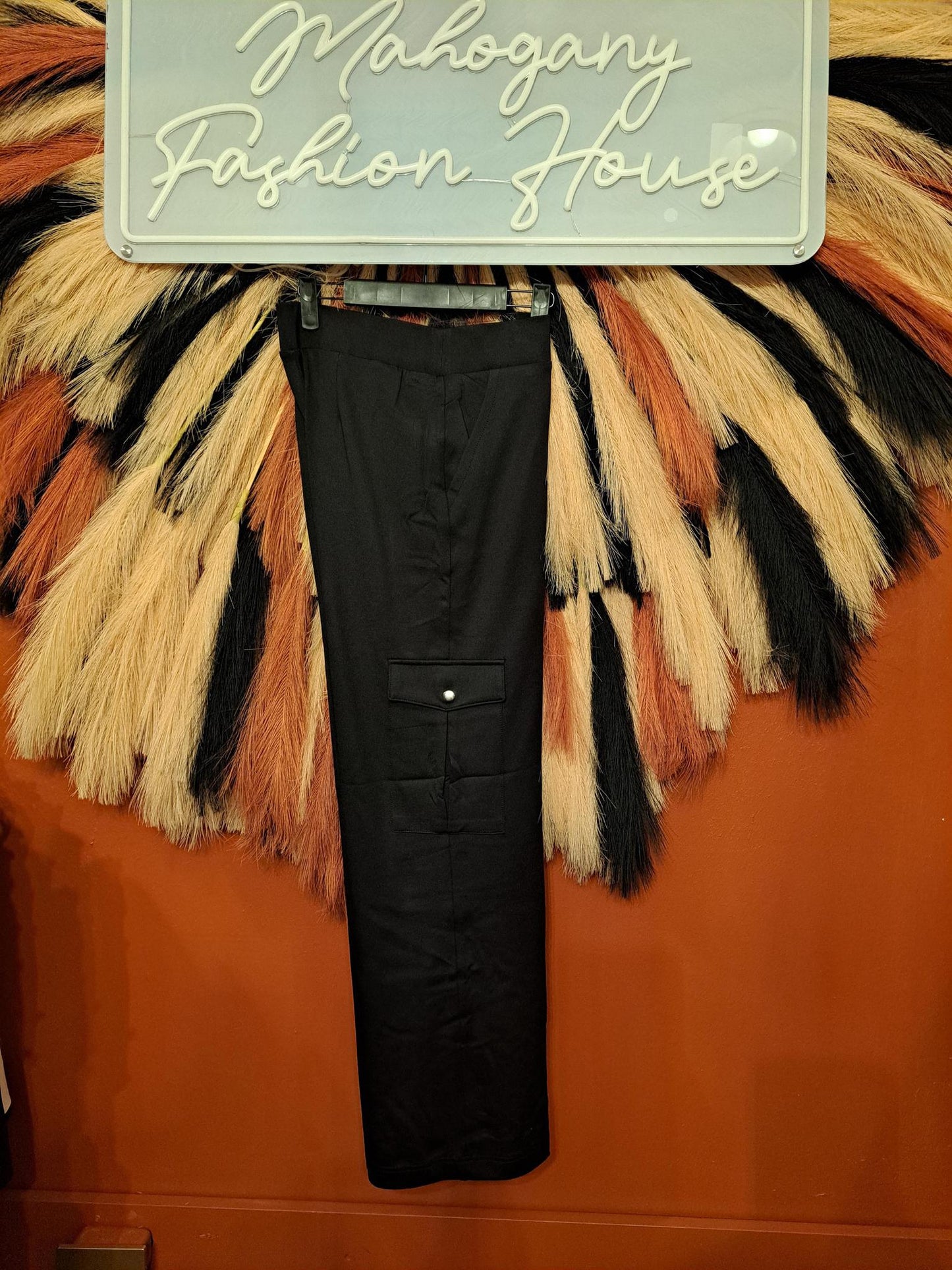 Wide leg cargo slacks