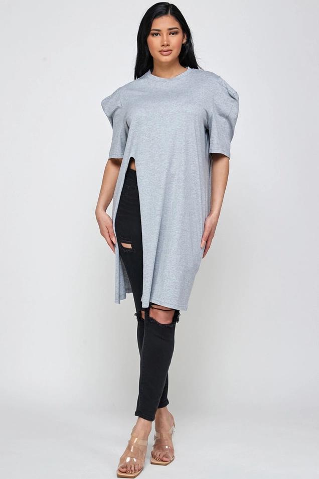 SIDE SPLIT TSHIRT GRAY