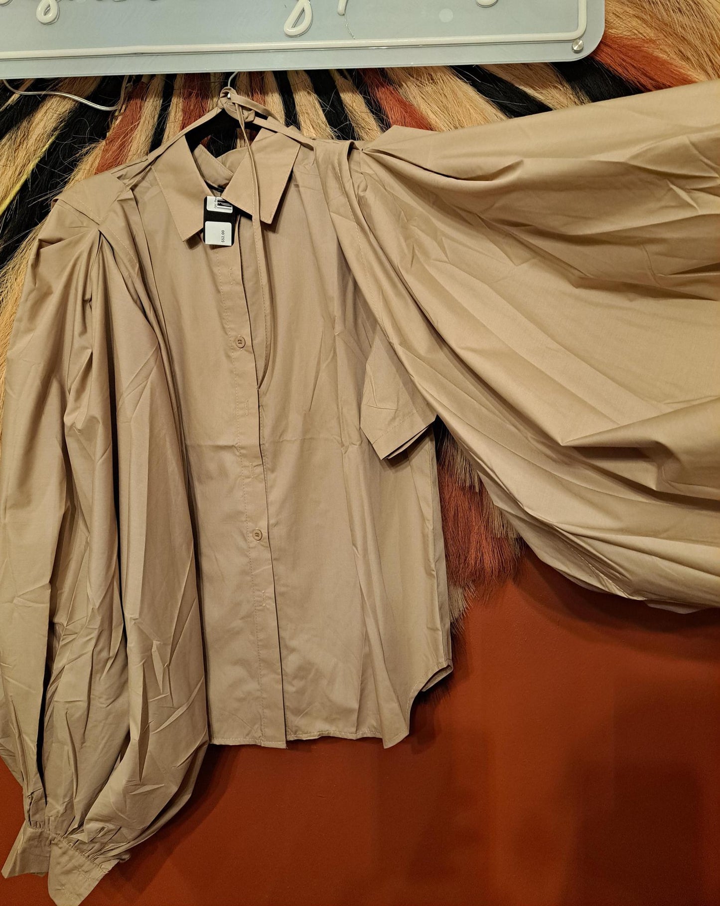 2pc Beige Button Up