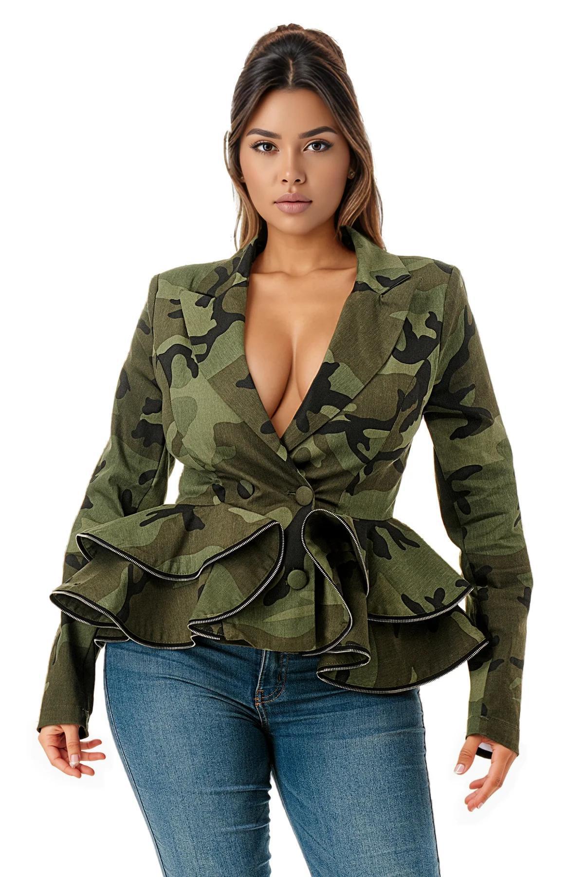 CAMO COUTURE LNG SLV JACKET