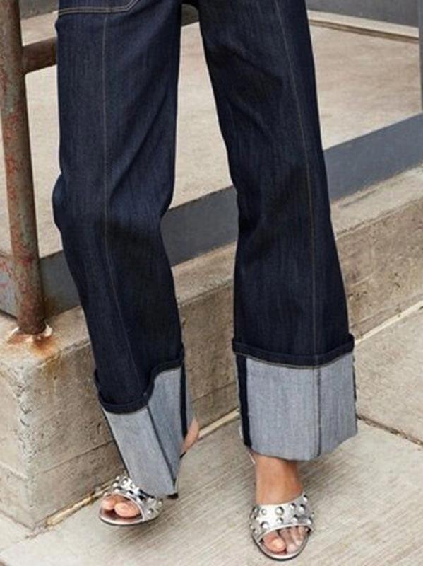 DEEP BLUE CUFFED JEANS