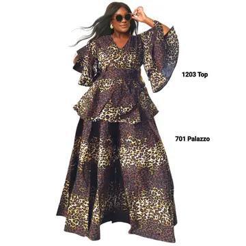 Animal Palazzo Pant & Wrap Top