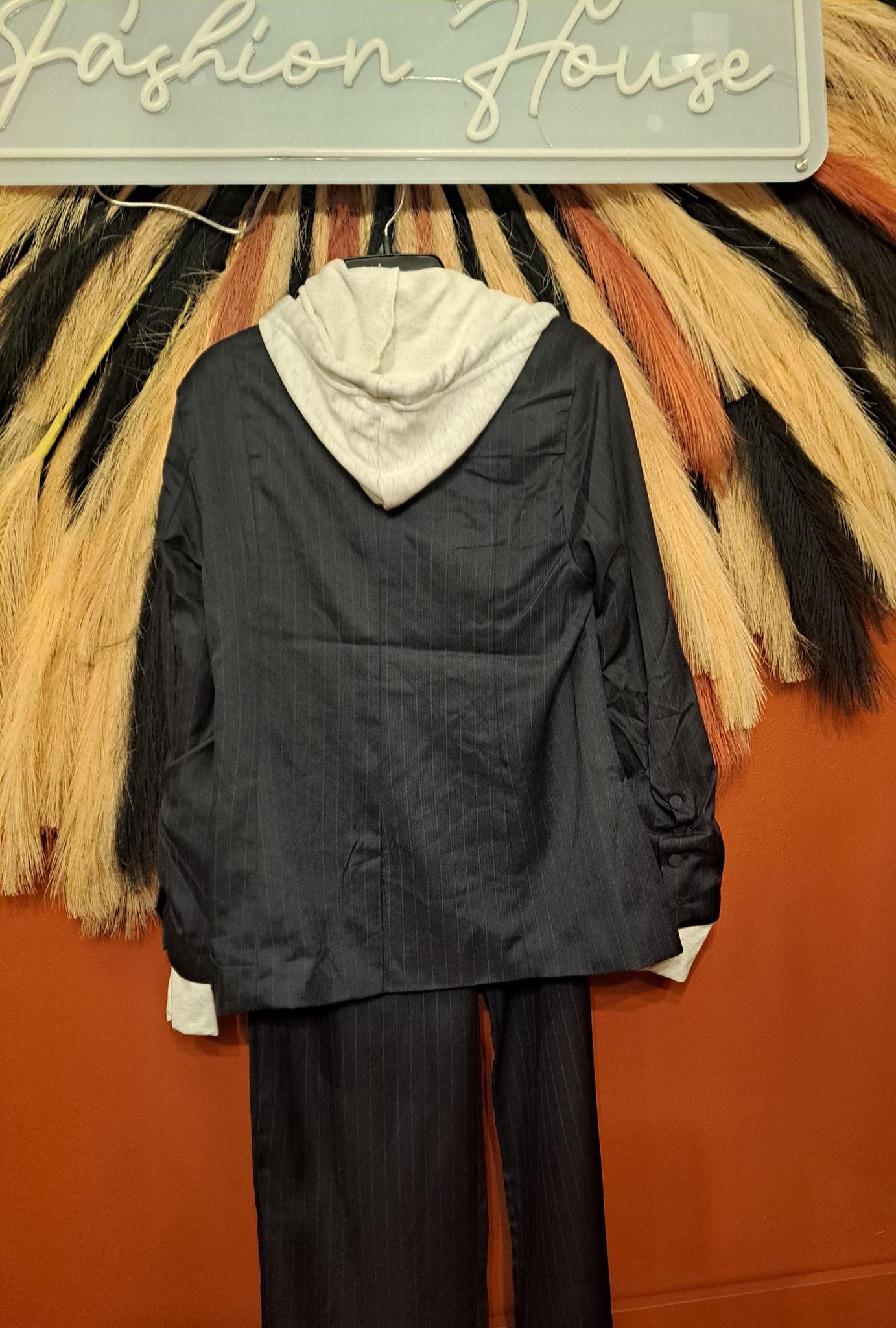 PINSTRIPE HOODED SUIT