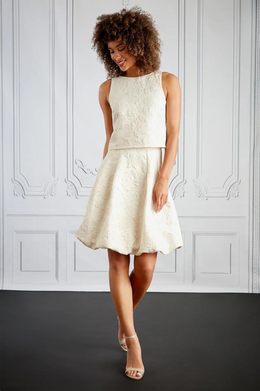WHITE/GOLD SKIRT SET