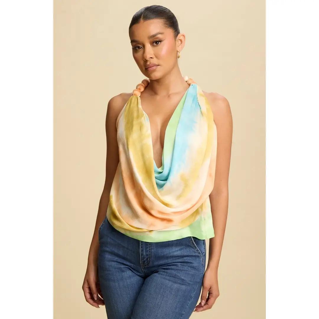 BEADED COWL BLOUSE