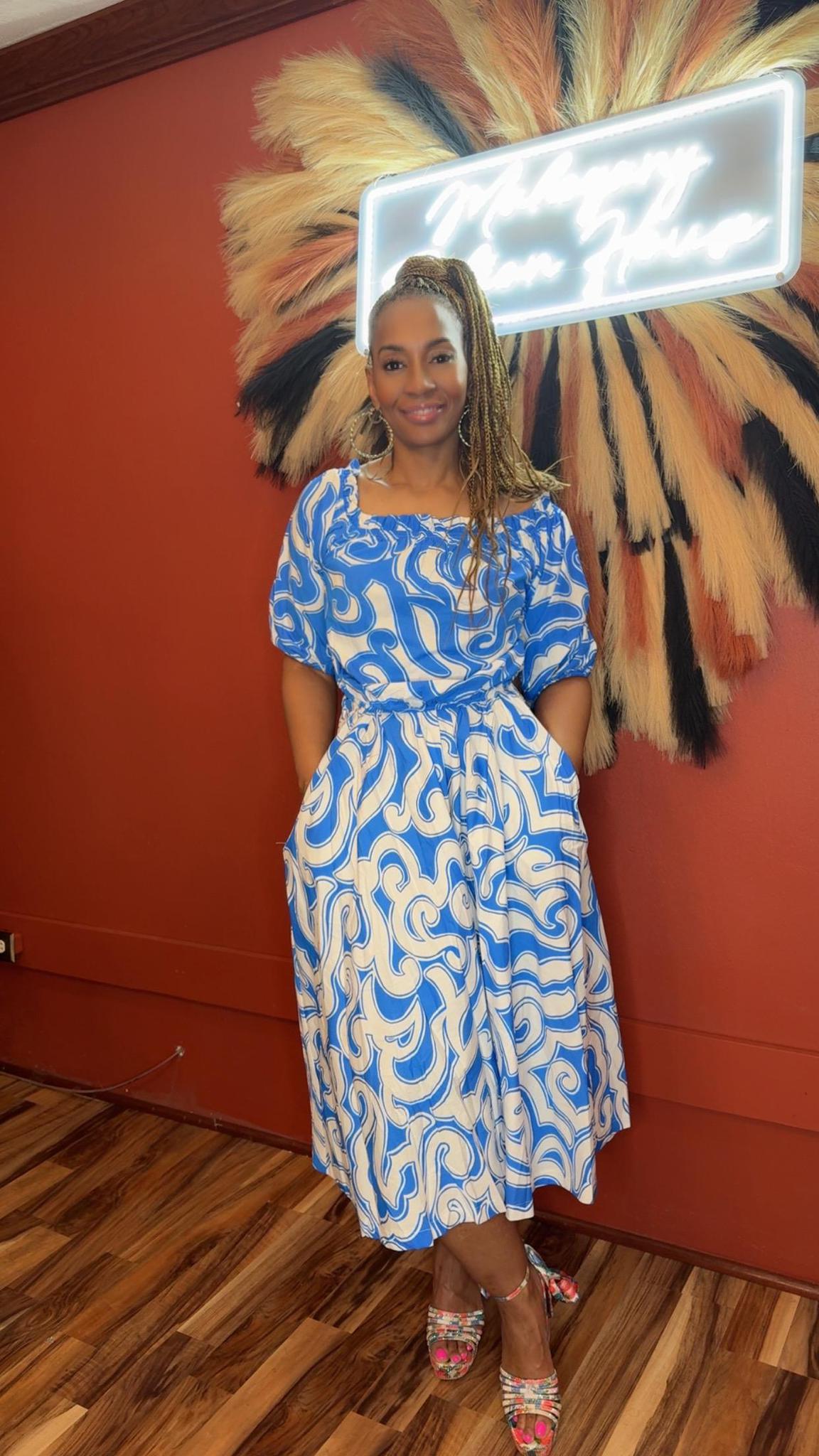 Blue Printed Skirt Set
