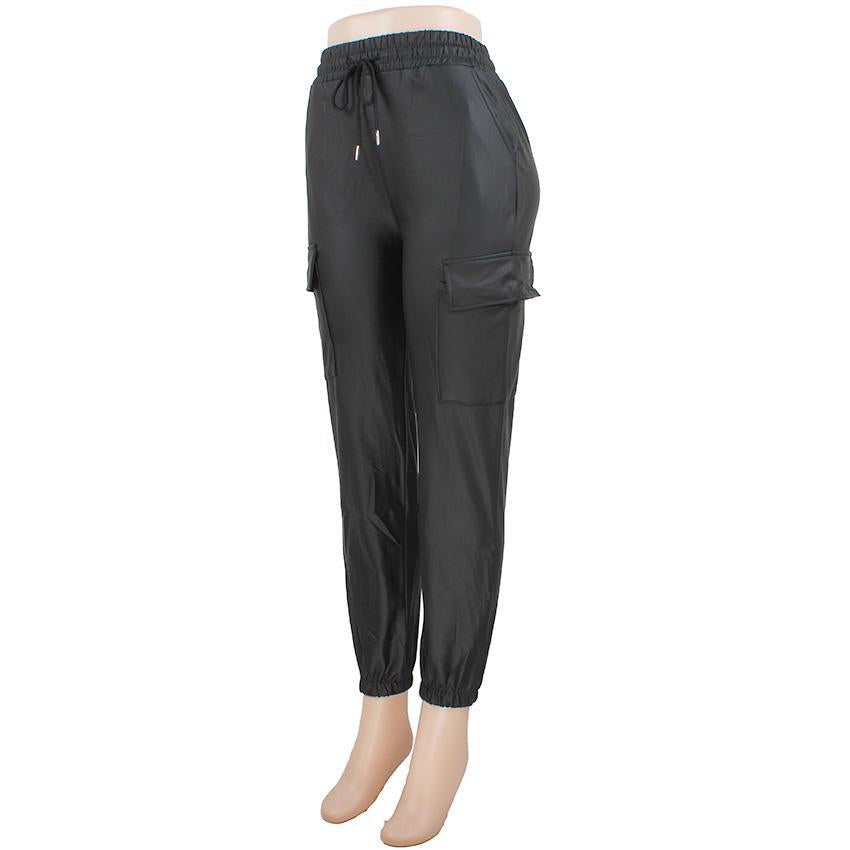 BLACK FAUX JOGGER PANTS