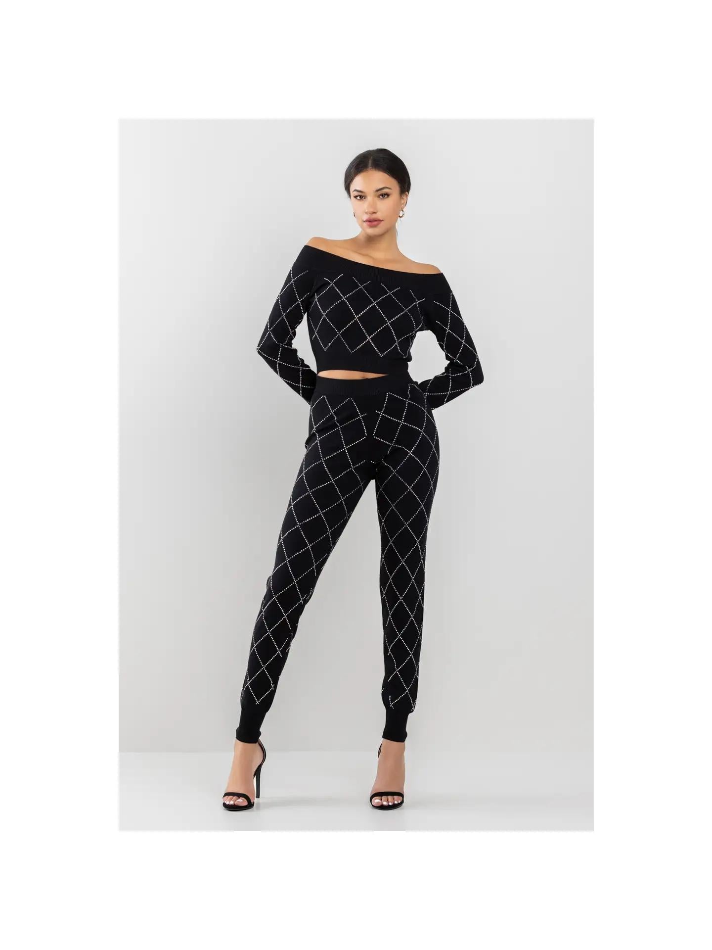 Rhinestone Sweater Pants set