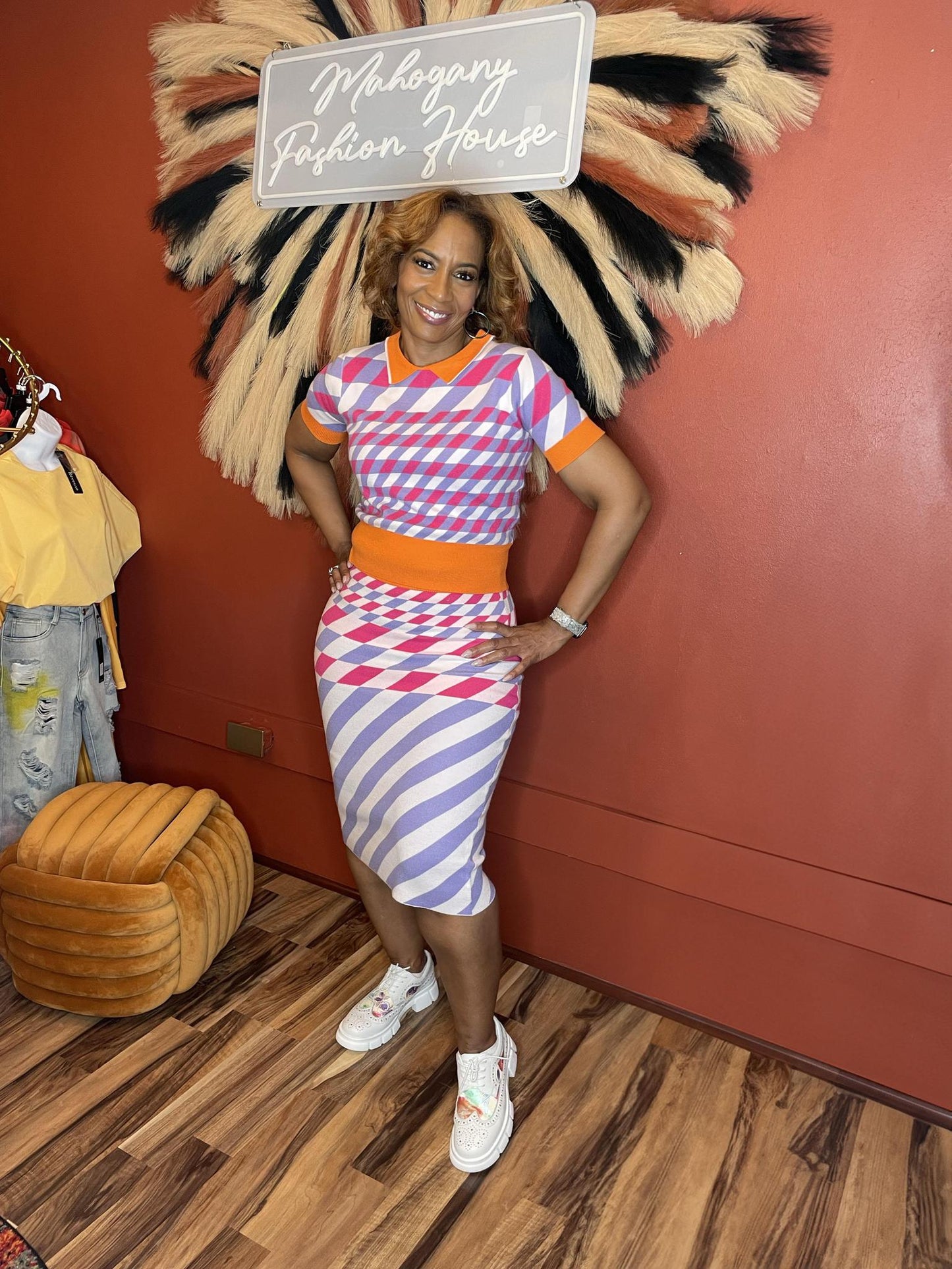 Geometric Glamour Skirt Set