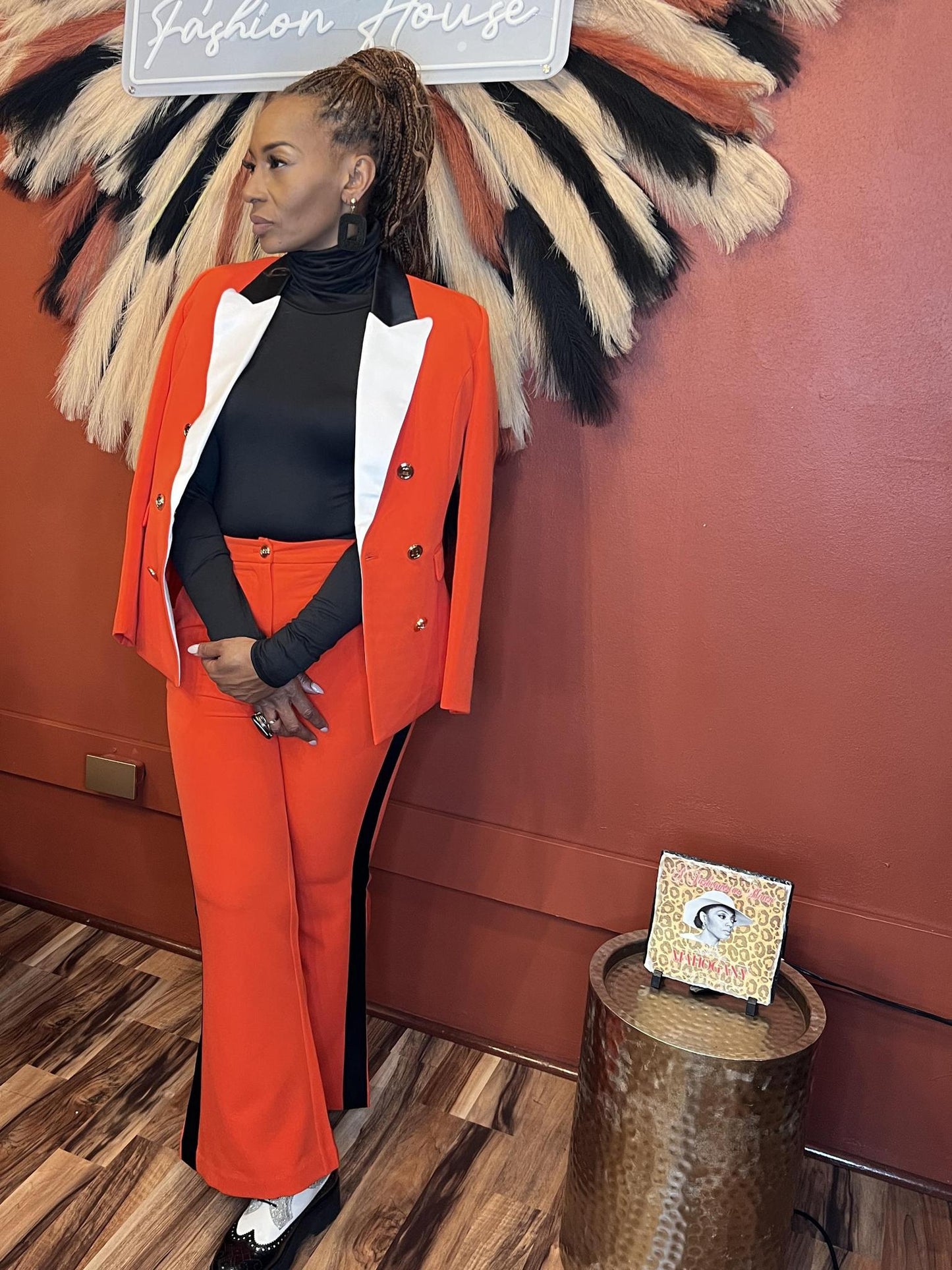 Crimson Valentine's Blazer Outfit (2-Piece)