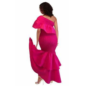 Smock Mermaid Dress Fuchsia