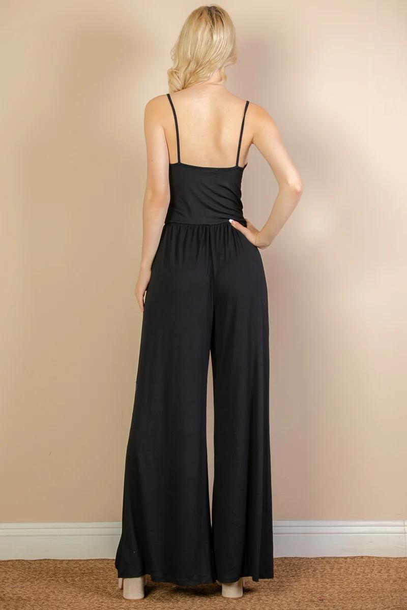 BUTTON FRONT BLK JUMPSUIT