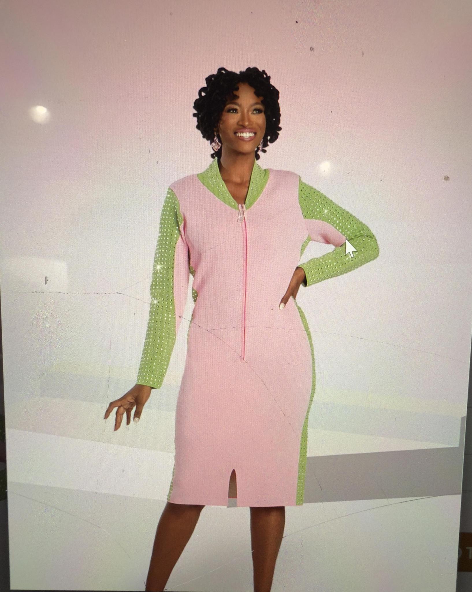 chinese dress ladies Pink/Green-Color Block Fluttered Sleeve Dress FINAL SALE NO EXCHANGES main image 0