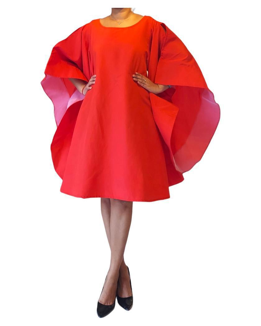 WINGED PONCHO DRESS (RED)