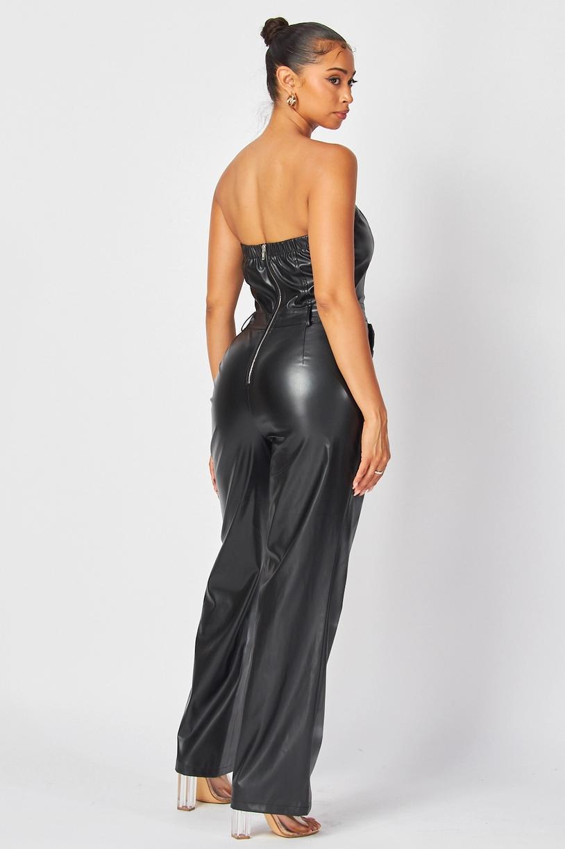 Grey & Black Faux Leather Jumpsuit AB