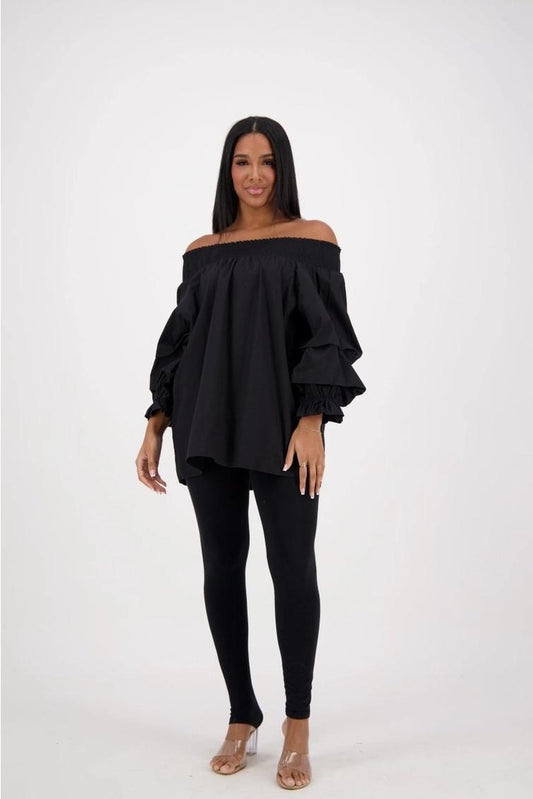 BLACK OFF SHOULDER TOP