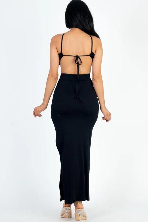 BLK BACKLESS MAXI DRESS