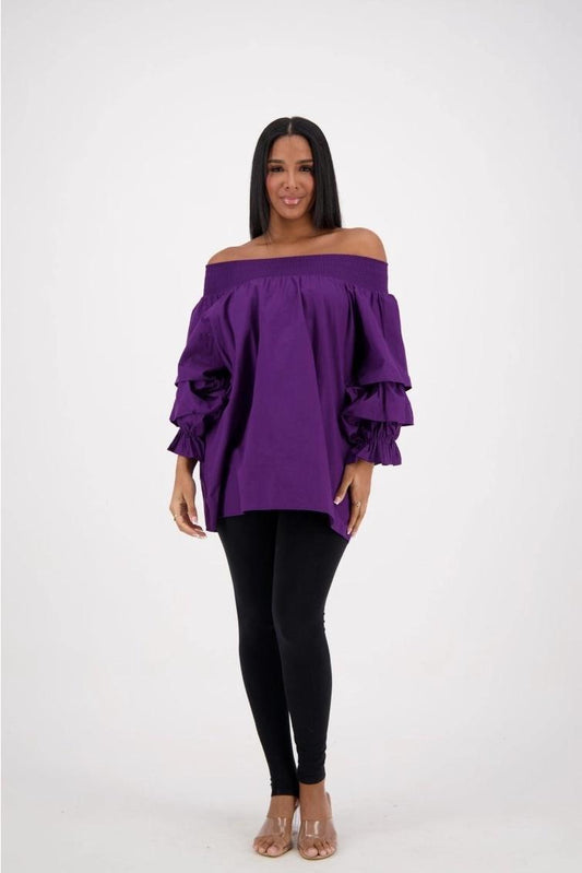 PURPLE OFF SHOULDER TOP