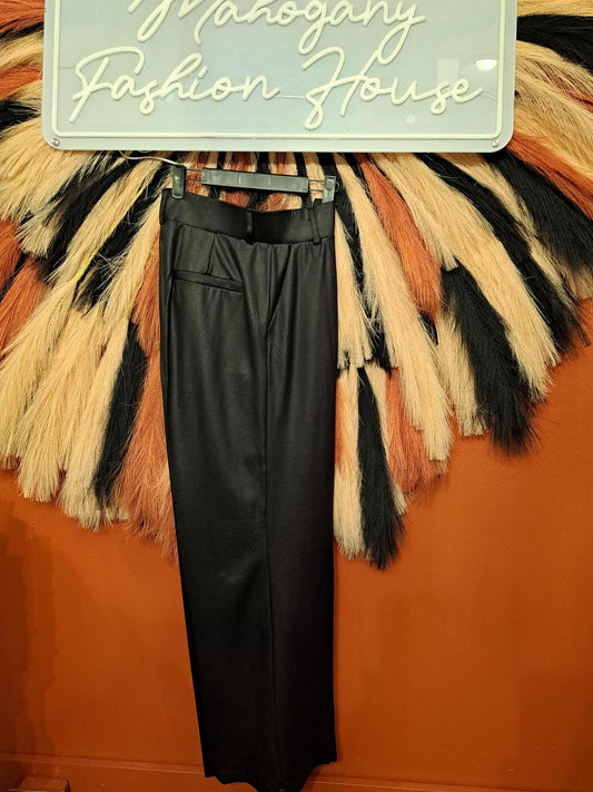 Herringbone wide leg slacks