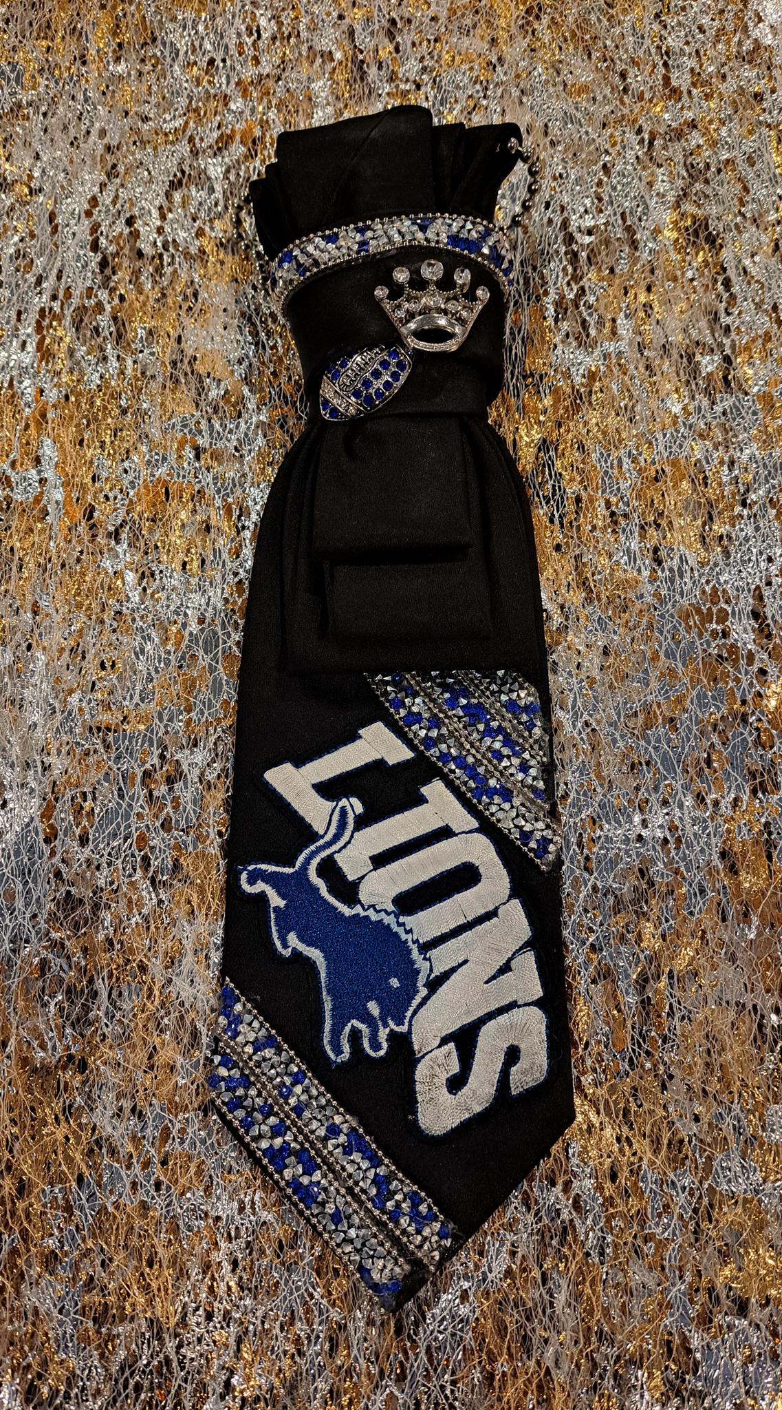 CUSTOM TIE DETROIT LIONS BLK