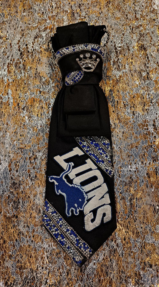 CUSTOM TIE DETROIT LIONS BLK