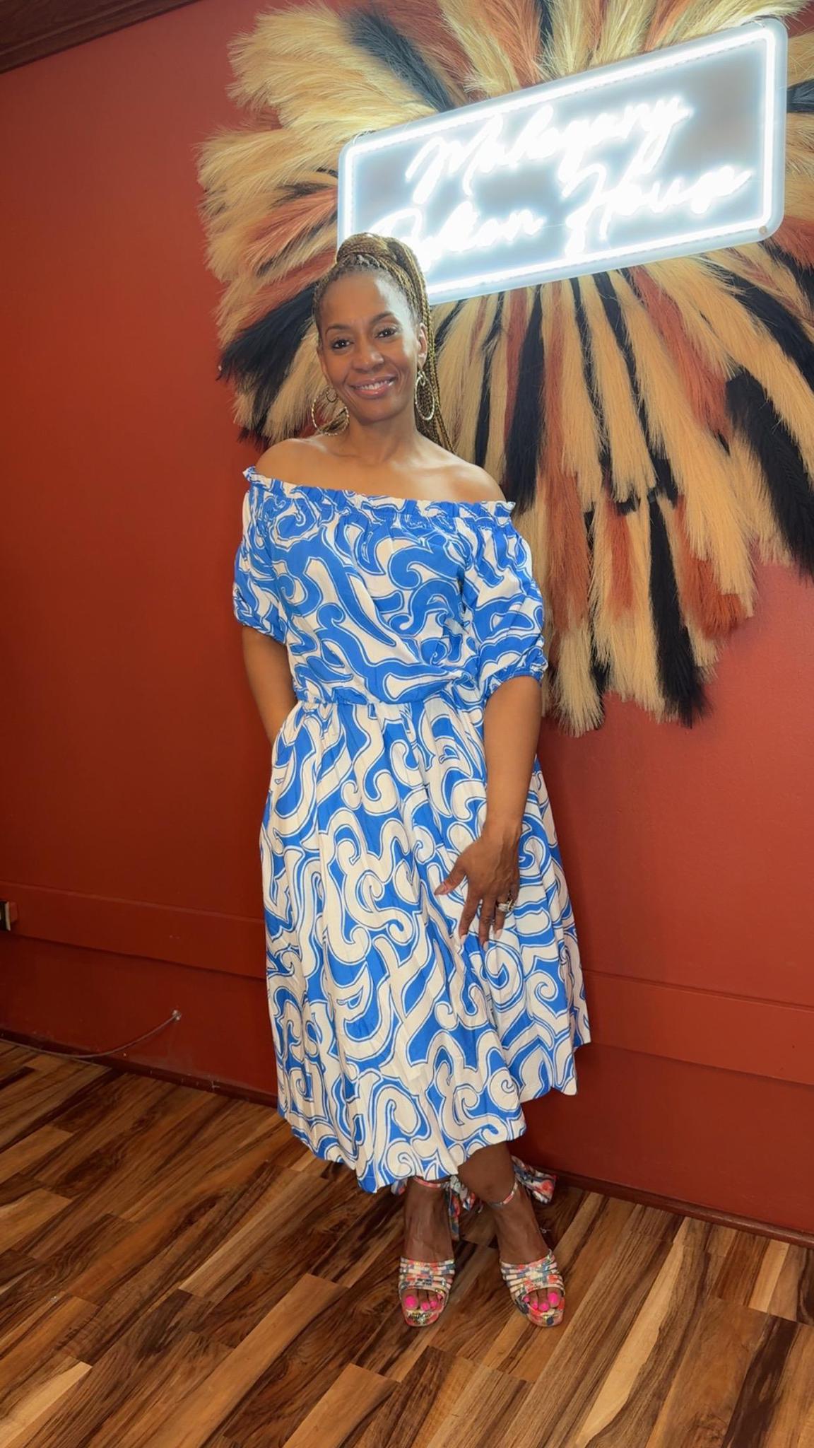 Blue Printed Skirt Set