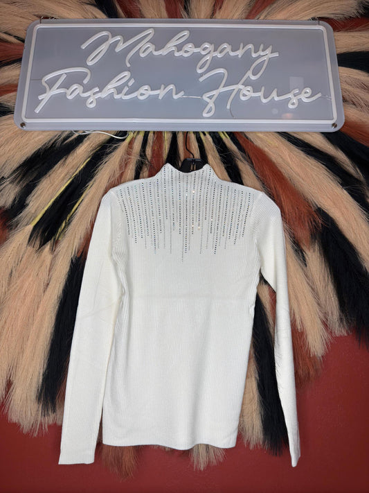 Cream Jewel Mock Neck