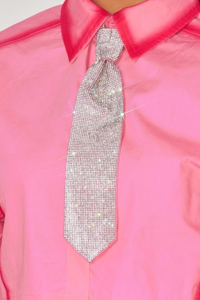 Pink Top & Rhinestone Tie