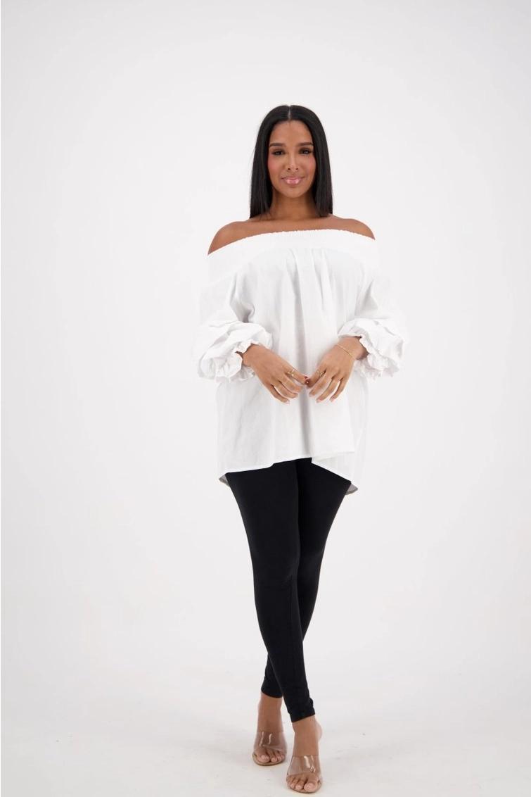 WHITE OFF SHOULDER TOP