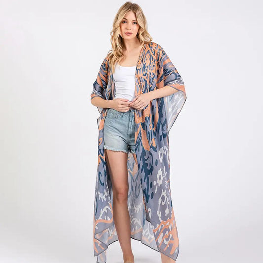 PEACH/BLUE KIMONO