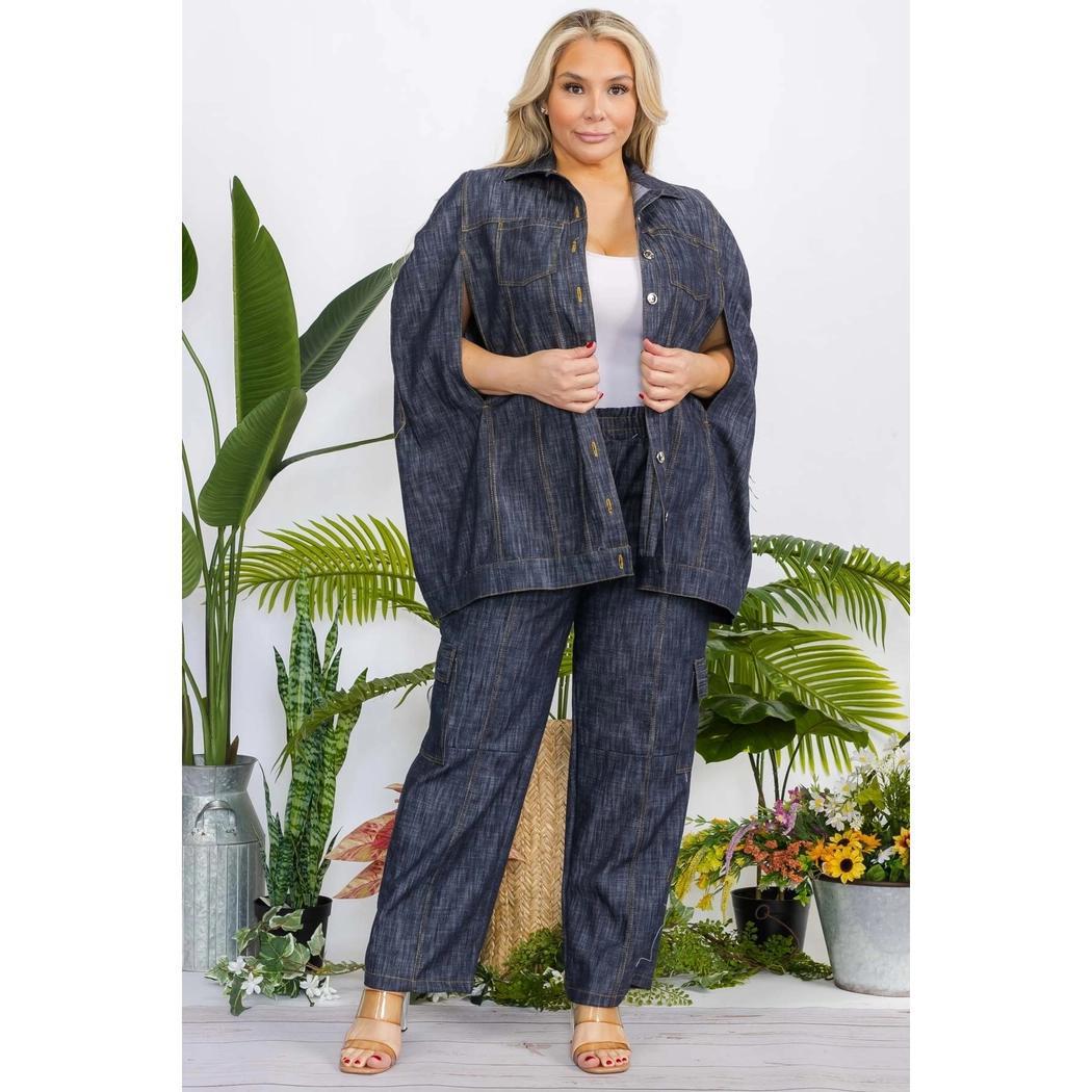 PLUS DENIM PANTS SET