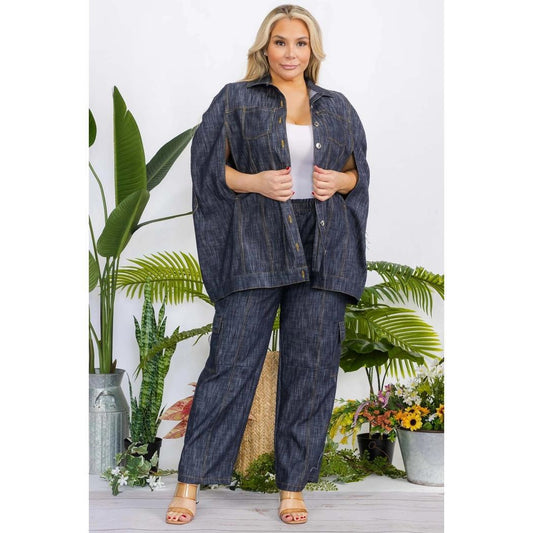 PLUS DENIM PANTS SET