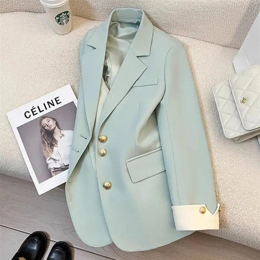 WHITE CUFF GREEN BLAZER
