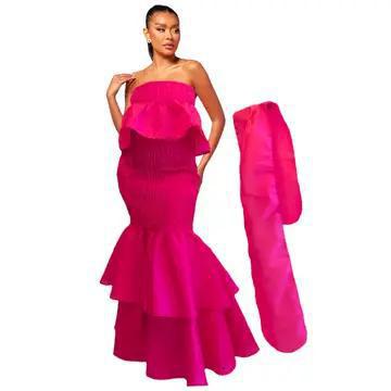 Smock Mermaid Dress Fuchsia