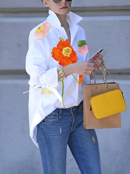 Flower Print Long Sleeve Shirt