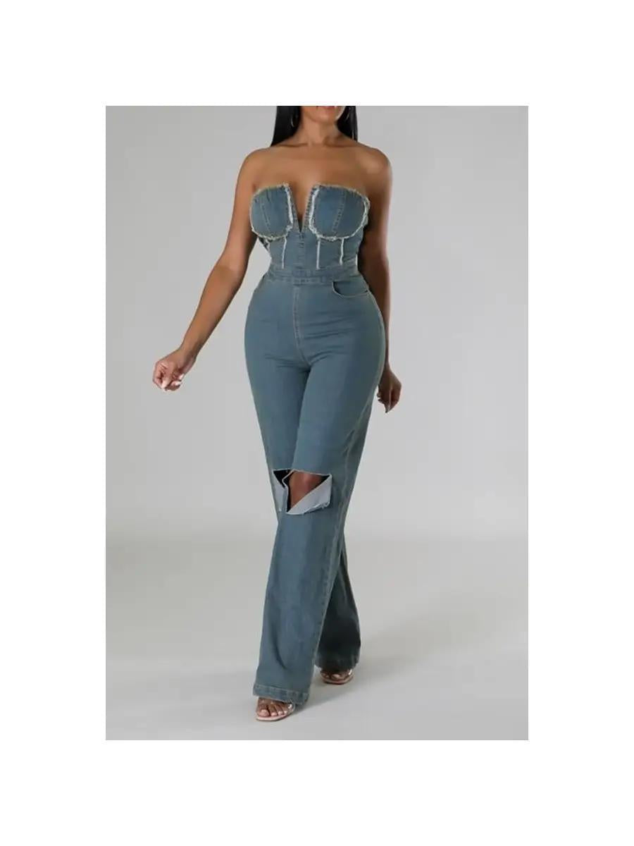 Distressed Denim Jumper