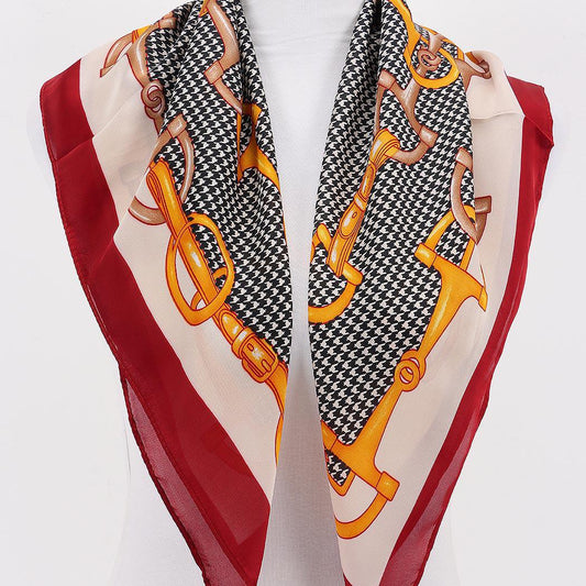 MULTI PRINT BURGANDY SCARF