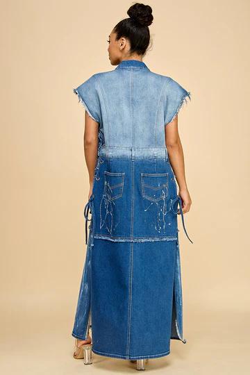 ACID WASH DENIM VEST DISTRESSED