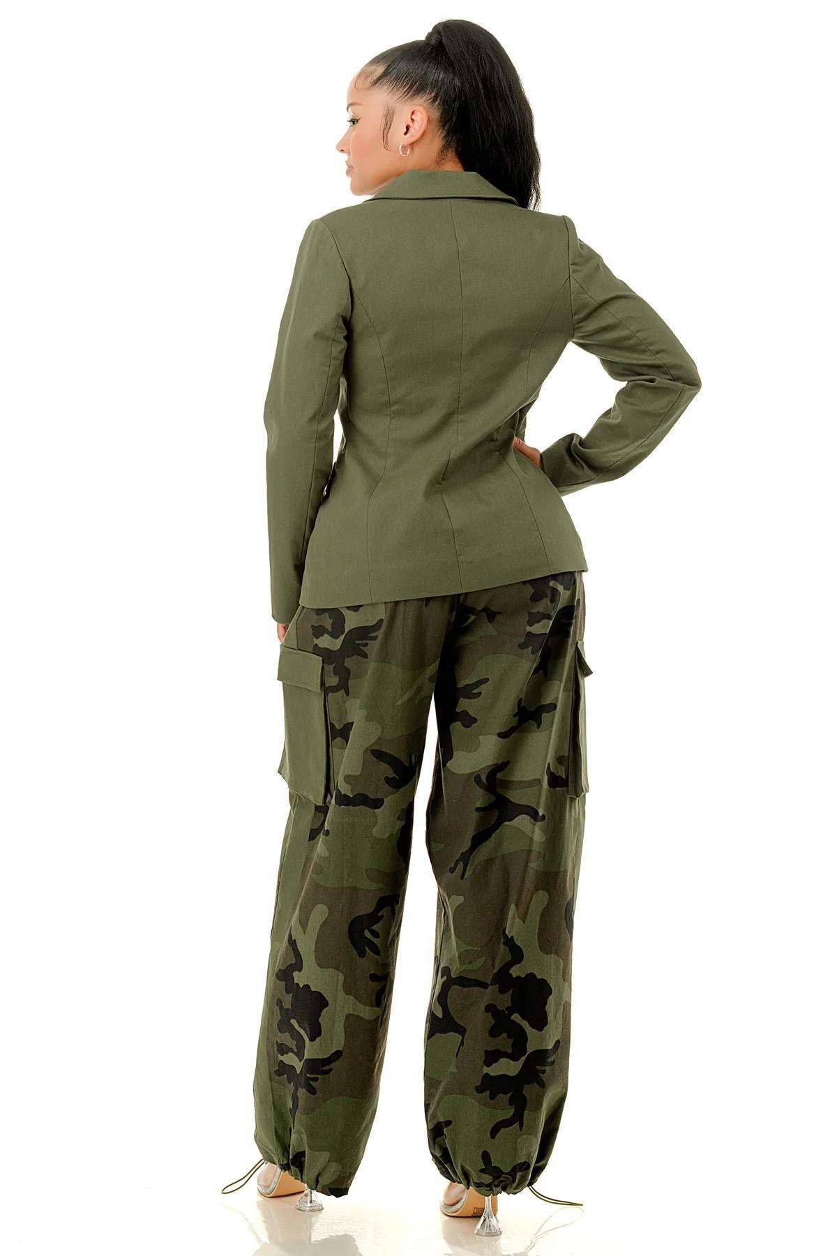 ARMY FATIGUE BLAZER & PANT SET
