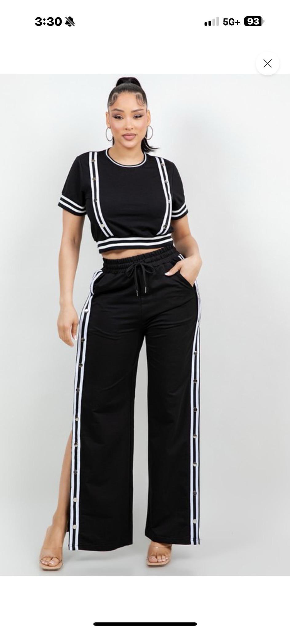 BLACK/WHITE 2PC PANTS SET