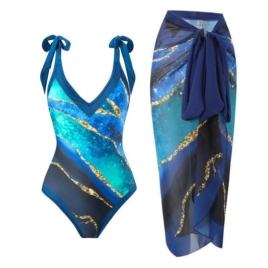 BLUE PRINTED SWIMSUIT