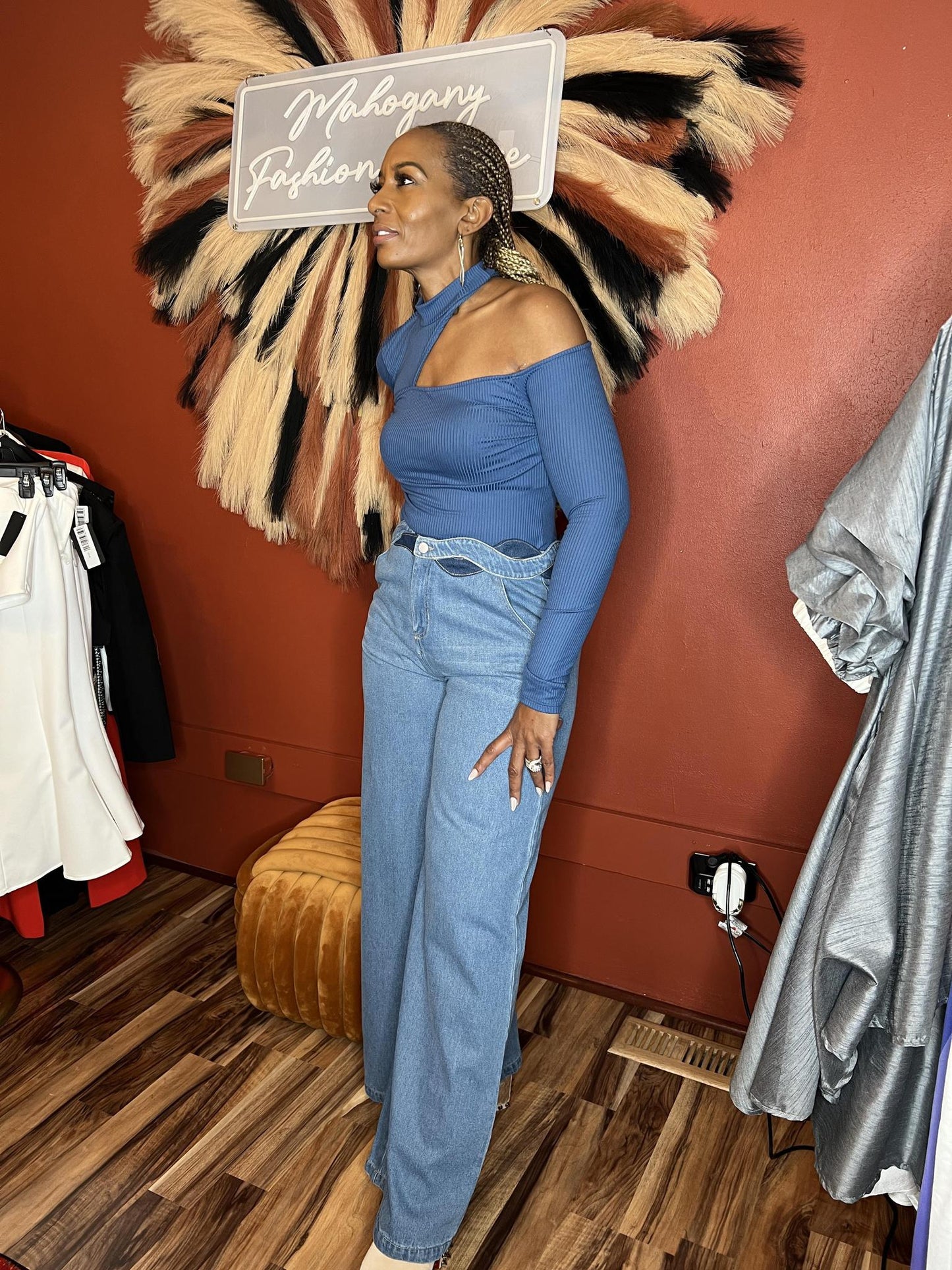 Twist Waist Denim Pants