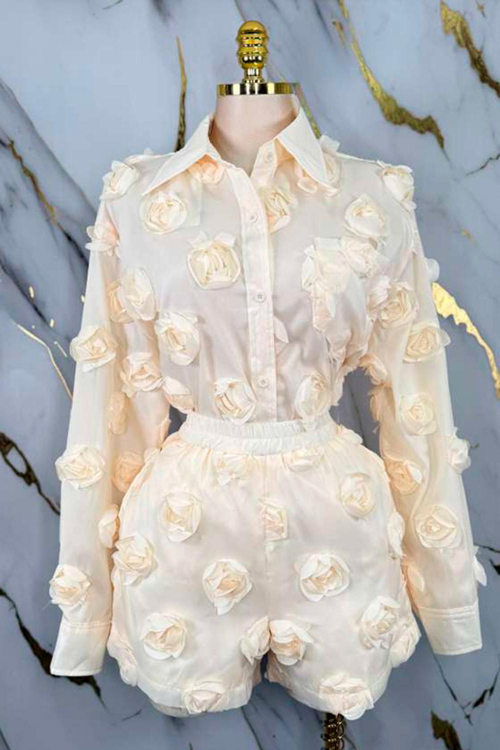 ECRU ROSE SHORT SET