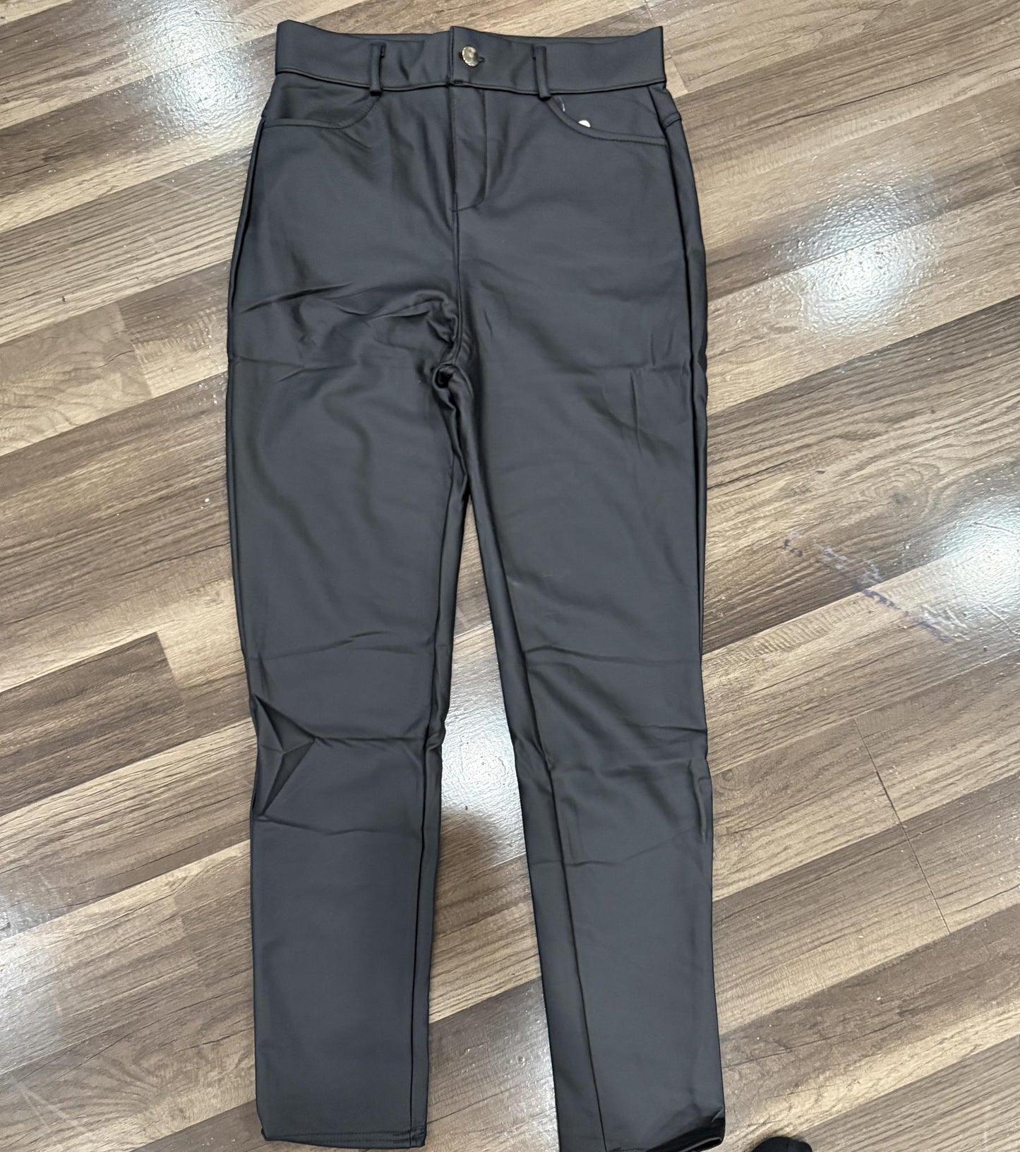 Black faux straightleg pants