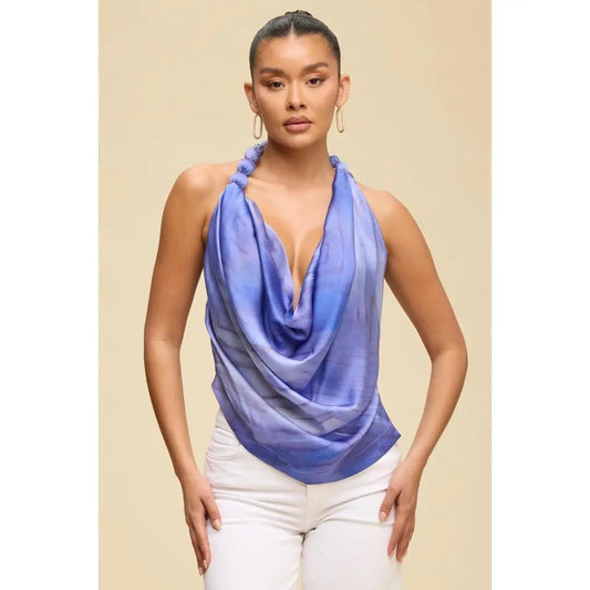PURPLE BEADED COWL TOP