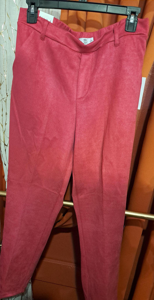 SUEDE MID-RISE TROUSERS