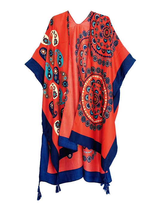 PAISLEY KIMONO RED/BLUE